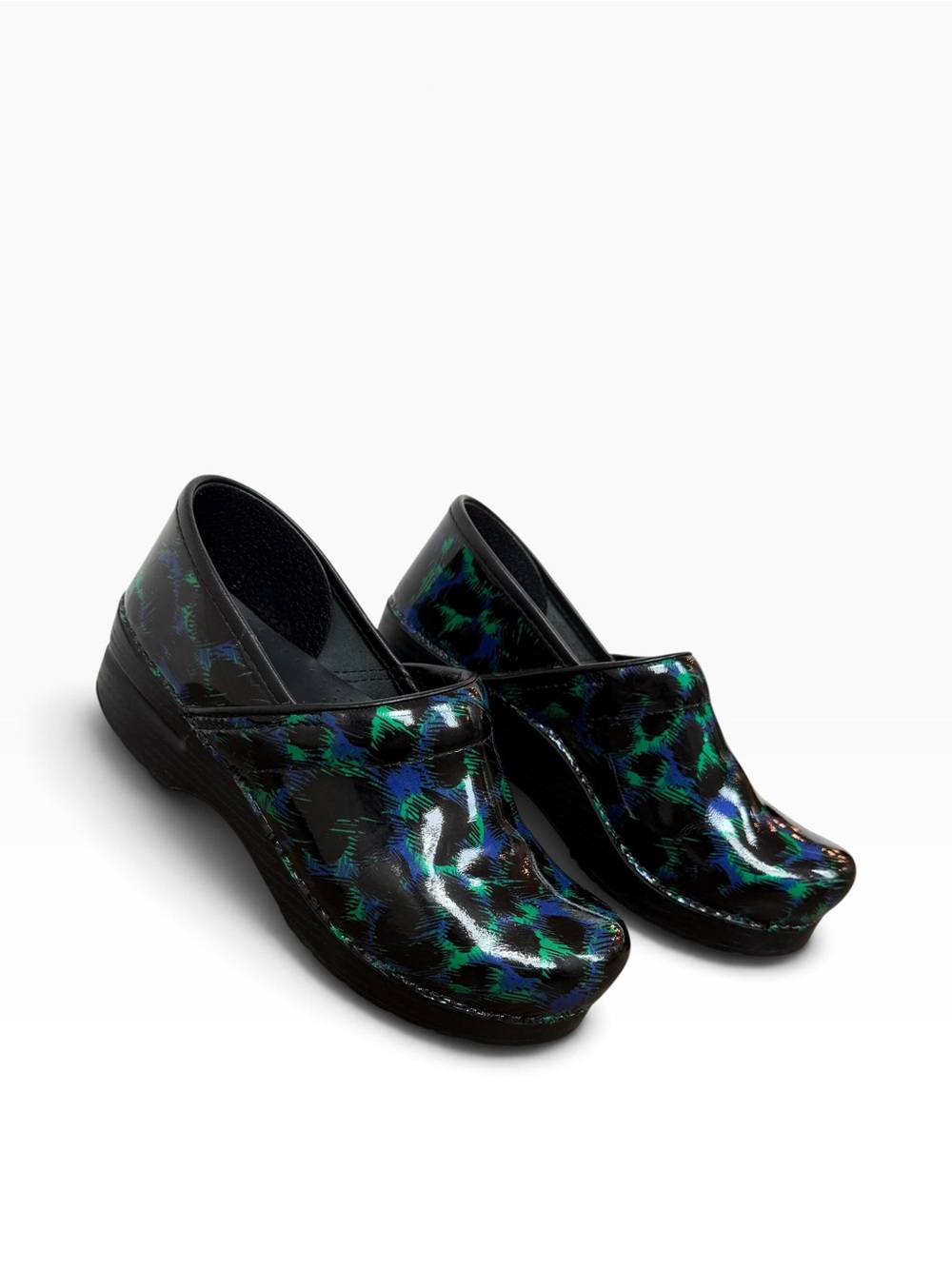 Dansko Patent Leather Clogs Watercolor Abstract Whimsigoth Dark Academia EU 38